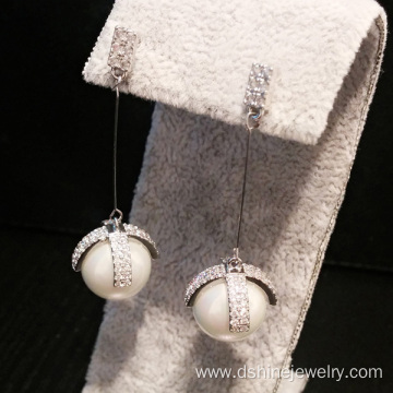 925 Silver Earring Diamond And Pearl Earrings Long Design